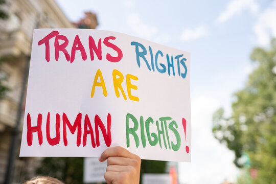 trans rights are human rights on a poster
