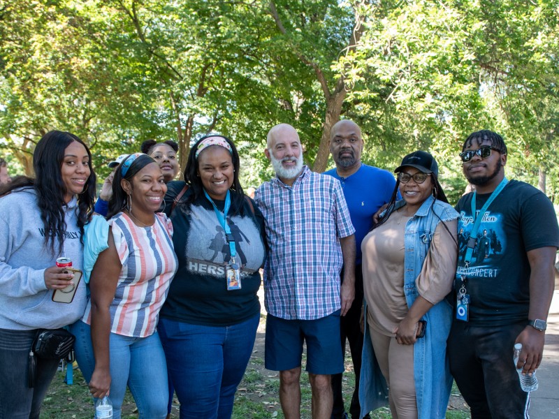 group photo of some pathways staff at cookout