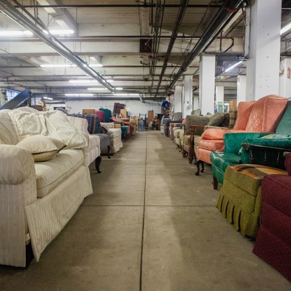 a row of donated couches