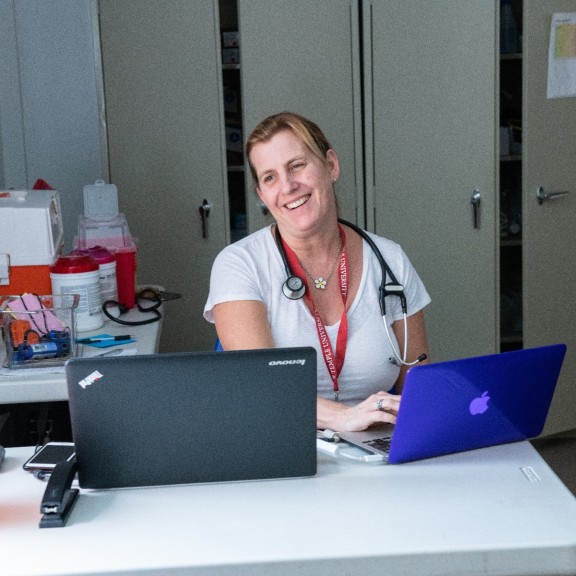 doctor talking with a participant