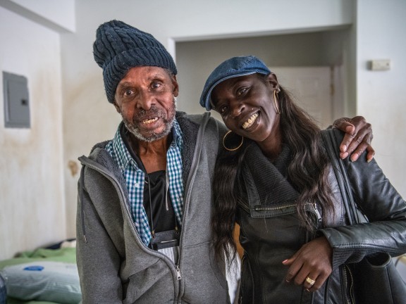 Two people smiling