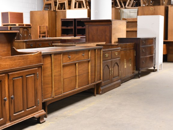 row of donated dressers
