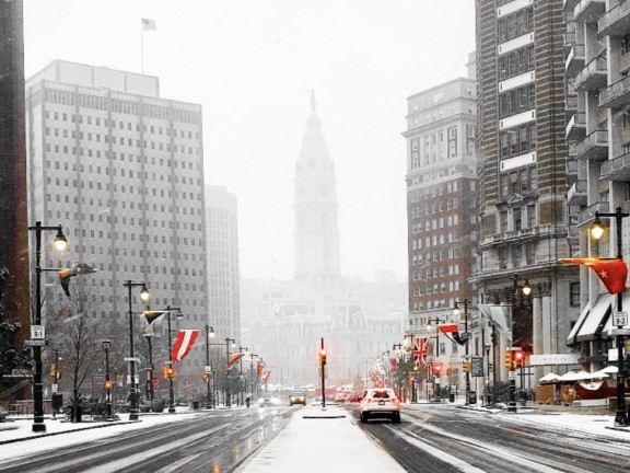 snowy philadelphia street