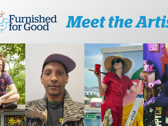 Furnished for good logo with meet the artist text and 4 artist headshots