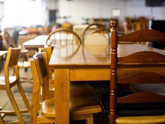 dining table and chairs up close