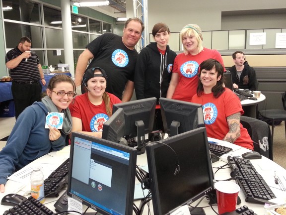 Pathways Staff, Rebecca DeWhitt with members of the Philly Roller Derby