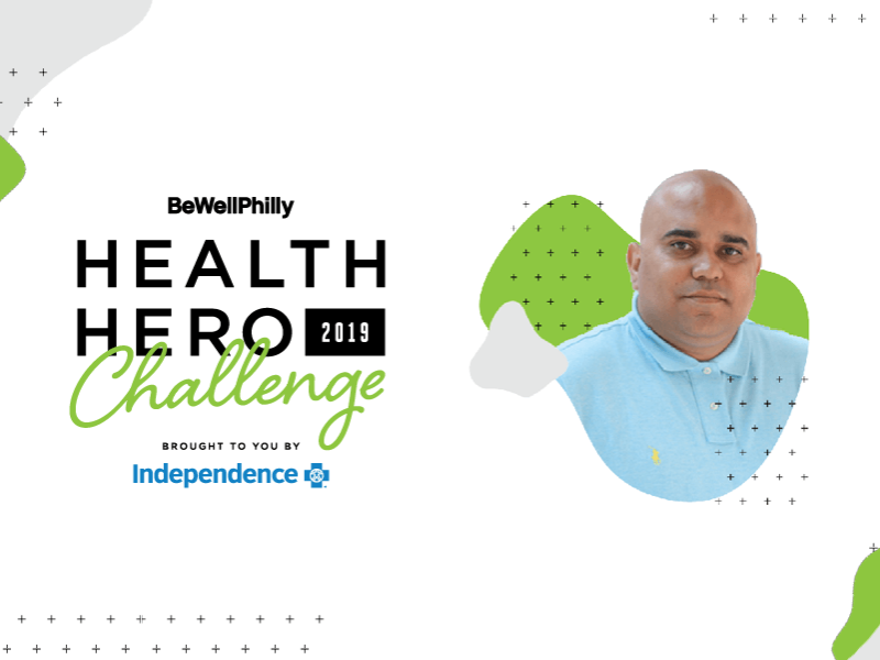 Health Hero Challenge logo with a photo of Evan