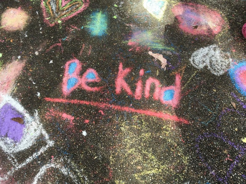 chalk drawing of the words be kind