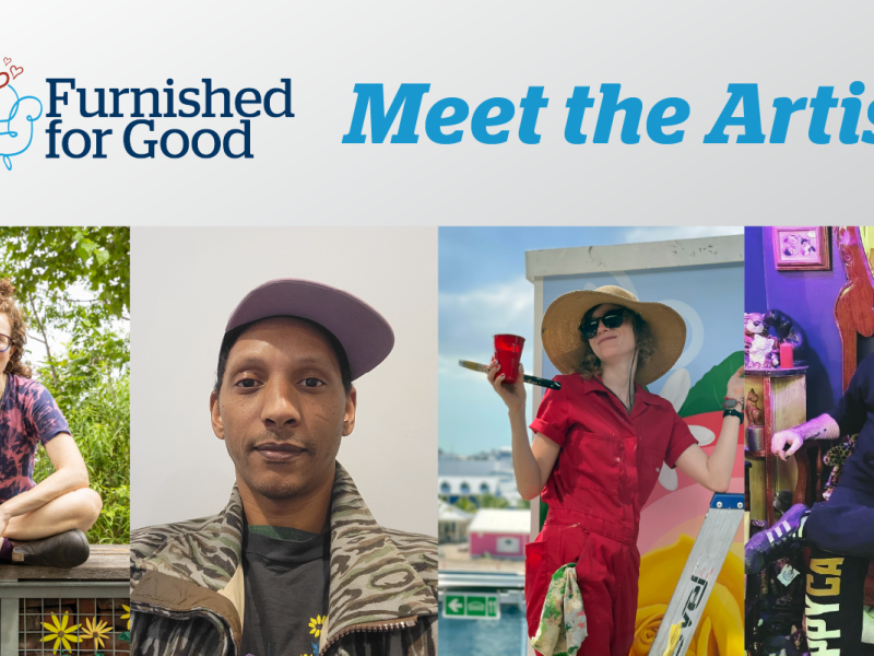 Furnished for good logo with meet the artist text and 4 artist headshots
