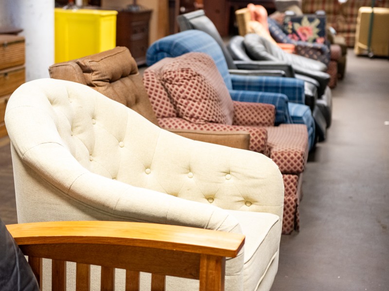 soft chairs in a row at the PFB warehouse