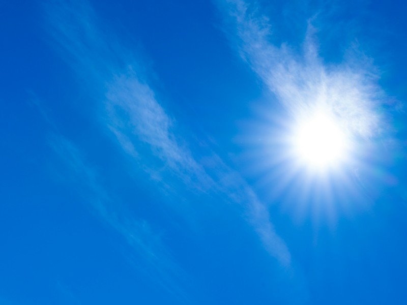 blue sky with sun shining