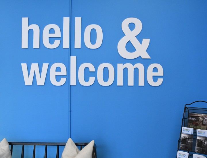 sign reading hello & welcome