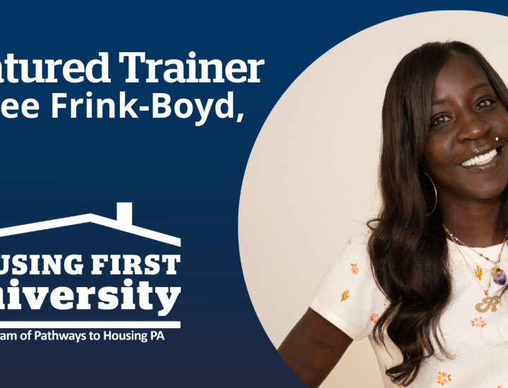 Renee Frink-Boyd, Training Specialist smiling in front of white background with "Featured Trainer" overlay design