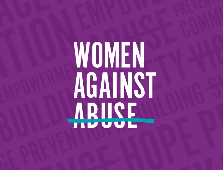 women against abuse logo on a purple background