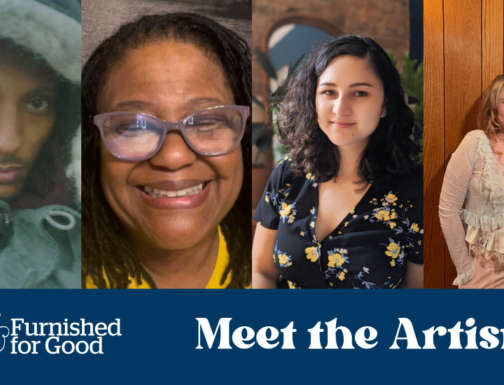 Furnished for good logo with meet the artist text and 4 artist headshots