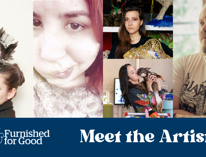 Furnished for good logo with meet the artist text and 4 artist headshots