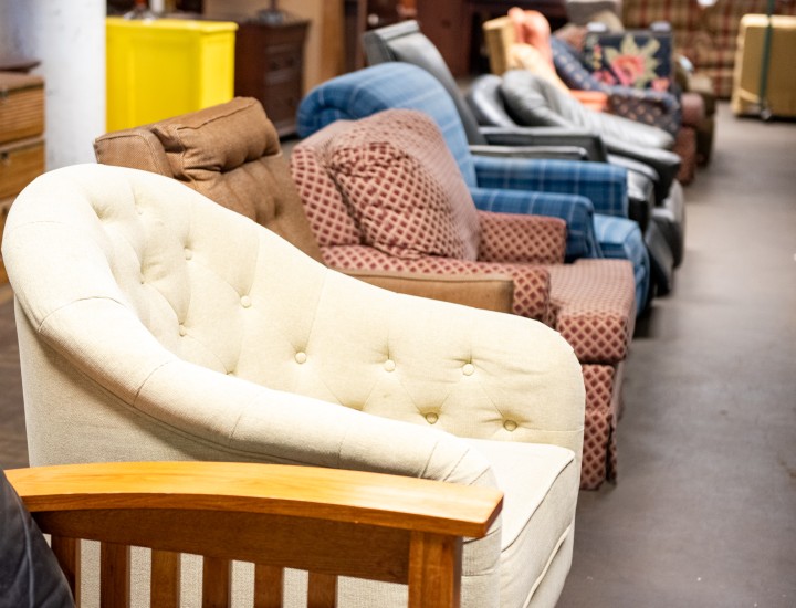 soft chairs in a row at the PFB warehouse